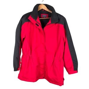Lands End Squall Jacket Womens M Red‎ Excellent Fleece Colorblock Gorpcore